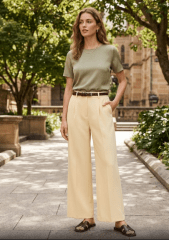 Pantalón Recto Mujer Tiro Alto Amarillo Patel Emilia