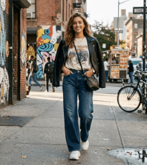 Jeans wide leg Azul Oscuro mujer flaviana