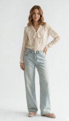 Jeans wide leg Azul mujer flaviana