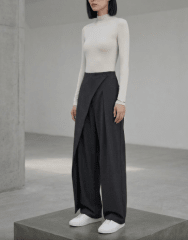 Pantalón palazzo mujer praga cintura alta Gris