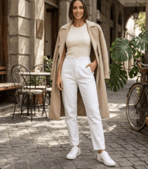 Pantalón Verona Blanco Invierno Mujer Tiro Alto