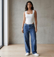 Body Blanco Mujer Cuello Cuadrado Sin Mangas