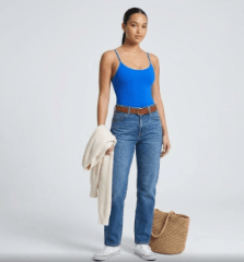 Body Azul ajustado mujer con tirantes finos