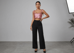 Top Carolina Rosado Brillante con Strass