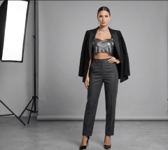 Top carolina Plateado brillante con strass