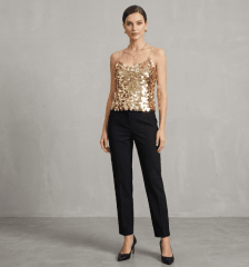 Camisa de Lentejuelas Dorada Elara Mujer