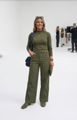 Pantalon Cotele Yasmin Verde Oliva Mujer Tiro Alto