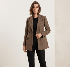 BLAZER ENTALLADO CUADROS FRANCIA Mujer Corte Sastre Elegante