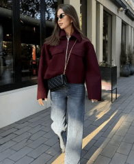 Chaqueta Lana Burdeo Anto Mujer Otoño Invierno