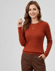 Sweater Trenzado Lana Terracota Emlia Mujer Tejido