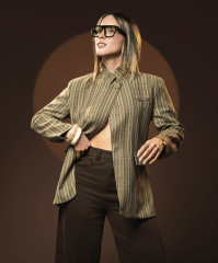 Blazer Asimetrico Marron Blazer Velka Mujer Corte Sastre Elegante