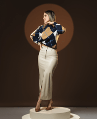 Sweater Rombos Marron Zagreb Mujer Tejido
