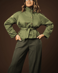 Gabardina Corta Verde Berlín Mujer Otoño Invierno