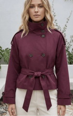 Gabardina Corta Burdeo Berlín Mujer Otoño Invierno