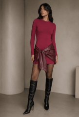 Vestido de patchwork Burdeo Shaira Mujer Elegante para Fiesta