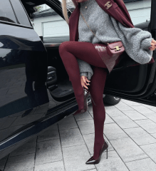 Pantys Térmicas Mujer Afelpadas Burdeo Invierno