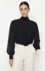 Blusa Negro Lazo Nicosia Mujer Casual Elegante