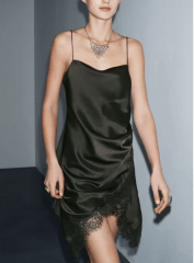 Vestido Satinado Encaje Verde Madrid Mujer Elegante para Fiesta