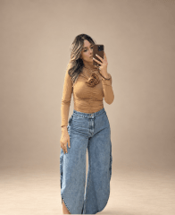 Top Drapeada Camel Sienna para Mujer