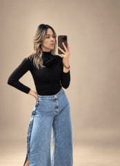 Top Drapeada Negro Sienna para Mujer