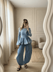 Jeans Barrel de Tiro Alto para Mujer