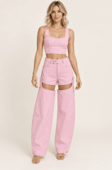 Pantalón Barrel Rosado Convertible en Short
