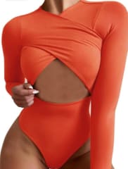 Body Básico Escote Manga Larga Naranja