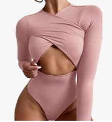 Body Básico Escote Manga Larga Rosa