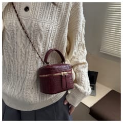 Mini Bolso Rígido Mujer Burdeo Tipo Vanity