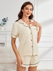 Conjunto Pijama Corto Gota De Roció Beige