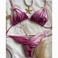 Traje de Baño de Dos Piezas Plisado Aguadilla Morado