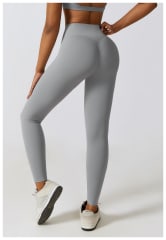 Leggings Deportivos Mujer Tiro Alto Corte V Grises Atenas