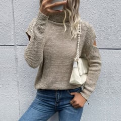 Sweater Sara Beige Mujer Cuello Alto
