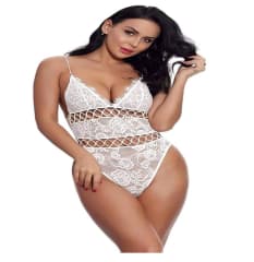 Body Encaje Blanco Transparente Mujer