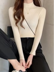 Sweater Cuello Alto Gemma Beige Mujer