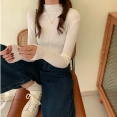 Sweater cuello alto gemma Blanco mujer