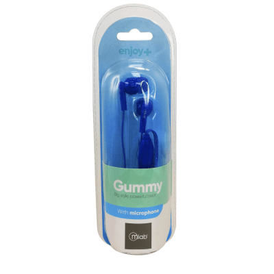 AUDÍFONO GUMMY AZUL IN-EAR CON MICRÓFONO MICROLAB1