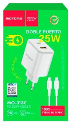 CARGADOR CELULAR 25 WATTS MOTOMO  CON CABLE 3.0 TIPO C1