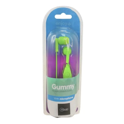 AUDÍFONO GUMMY VERDE IN-EAR CON MICRÓFONO MICROLAB1