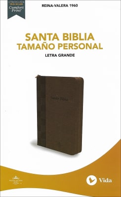 BIBLIA RVR1960 CAFÉ TAMAÑO PERSONAL LETRA GRANDE CON ÍNDICE Y CIERRE (TAPA IMITACIÓN PIEL)1