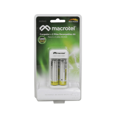 CARGADOR DE PILAS DOBLE + 2 PILAS RECARGABLES AA1