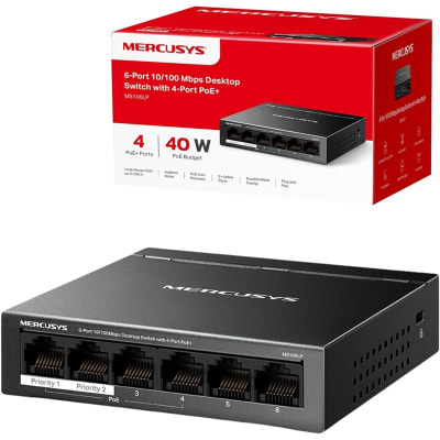 SWITCH MERCUSYS 6 PUERTOS 10/100Mbps con 4 porturi PoE+1