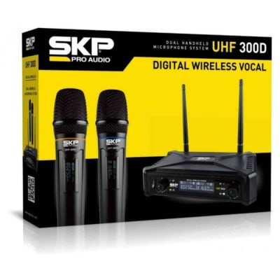 SISTEMA MICROFONO DOBLE INALAMBRICO SKP UHF 300D1