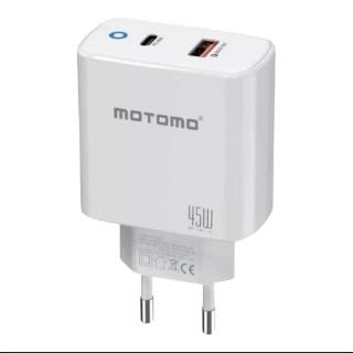CARGADOR MOTOMO USB-A A USB-C CARGA RÁPIDA 45W BLANCO1