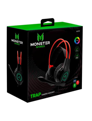 Audífonos Gamer Monster Games Trap, Over-Ear, Retroiluminación RGB, Negro1