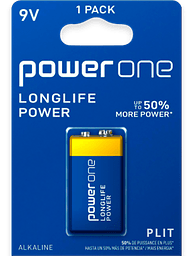 BATERIA ALCALINA 9 VOLTIOS POWER ONE1