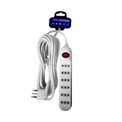 ALARGADOR 6 TOMAS BLANCO CON INTERRUPTOR 3 MTS 3X0.75 MM2