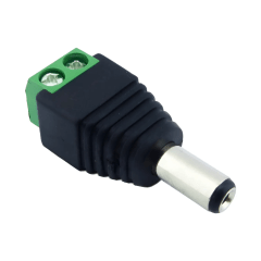 CONECTOR ADAPTADOR DC MACHO PARA CAMARAS 2.1 X 5.5 mm.