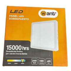 Panel Cuadrado Sobrepuesto 24W Luz Fria wANT