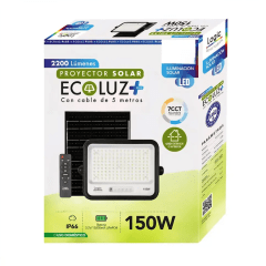 PROYECTOR SOLAR ECOLUZ 150W 6500K 2200 lumenes